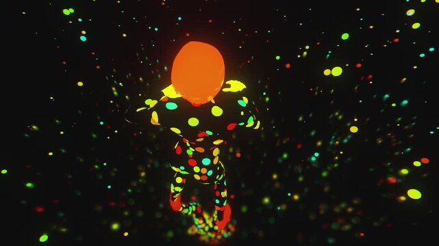 Dynamic illustrative VJ loop of expressive female dancer  performance for stage, for VJ sets, high-tech club visuals,  electronic music festivals, stage screens and for LED video walls