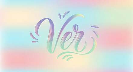 Fototapeta premium Dreamy iridescent holographic pastel gradient lettering design showcasing ethereal visual effects