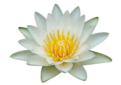 Beautiful white water lily flower isolated on transparent background