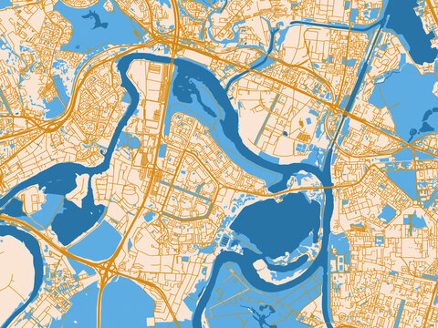 Decorative city map of Strogino, Russian Federation
