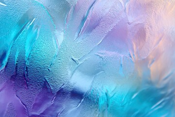 Obraz premium Frosted colored glaze iridescent texture, cyan purple artistic glass abstract background
