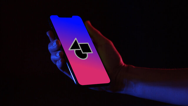 Mobile Dark Mockup 6 Pan Color &ndash; Modern Smartphone Screen in Dark Theme, Black Device Presentation with Touch Gestures for App UI UX Showcase and Social Media Content