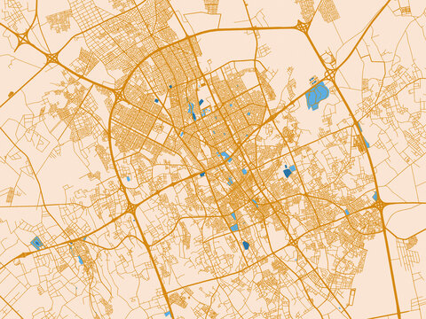 Decorative city map of Buraydah, Saudi Arabia