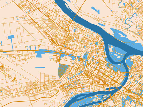 Graphic city map artwork of Zemun, Serbia
