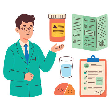 Healthcare professional offers crucial medical guidance and clinical information with essential tools