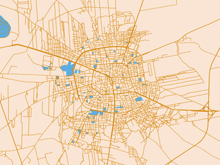 City map poster of As Salamiyah, Syrian Arab Republic – light cream and blue contrast © W&S Stock