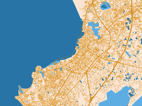 Urban planning style map of Chon Buri, Thailand