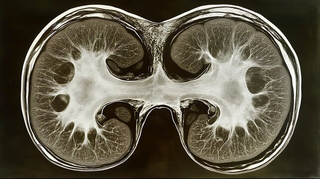 MRI Scan of Fused Kidneys Showing Bilateral Renal Pelvis and Calyces.