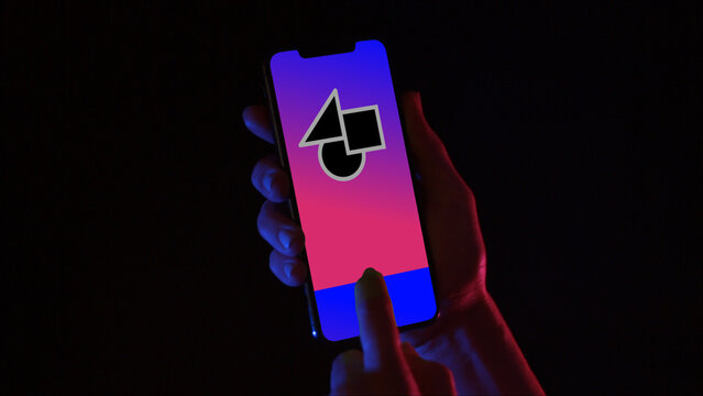 Mobile Dark Mockup 10 Scroll Double Color &ndash; Modern Smartphone Screen in Dark Theme, Black Device Presentation with Touch Gestures for App UI UX Showcase and Social Media Content