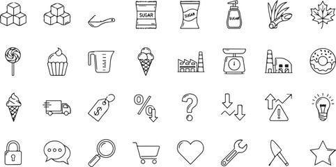 Naklejka premium flat design collection of 40 minimalist line icons for business, technology, and lifestyle concepts