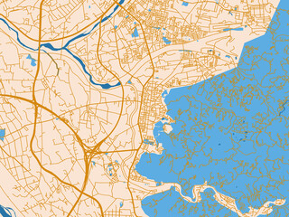 Fototapeta premium Street map of Wufeng, Taiwan in light cream and blue contrast