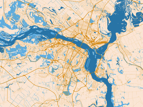 Minimal street plan of Dnipro, Ukraine