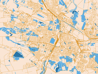 Fototapeta premium Urban planning style map of Horlivka, Ukraine