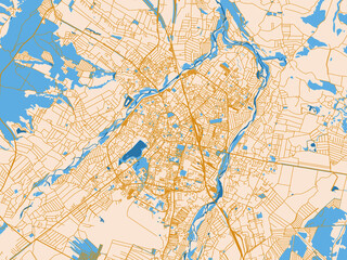 Fototapeta premium City layout poster — Ivano-Frankivsk, Ukraine – light cream and blue contrast