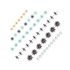 Obraz premium Minimal Decorative Pattern Lines Set Floral and Geometric Elements Isolated on White Background