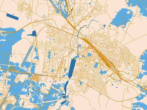 City layout map of Kovel, Ukraine