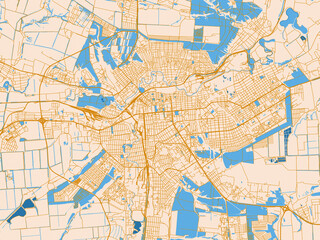 Fototapeta premium Geographic city layout of Luhansk, Ukraine