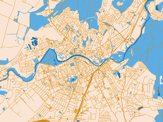 Naklejka premium City map poster of Uzhgorod, Ukraine – mustard-gold streets on cream