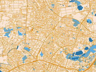 Fototapeta premium City layout poster — Di An, Viet Nam – cream map with golden roads