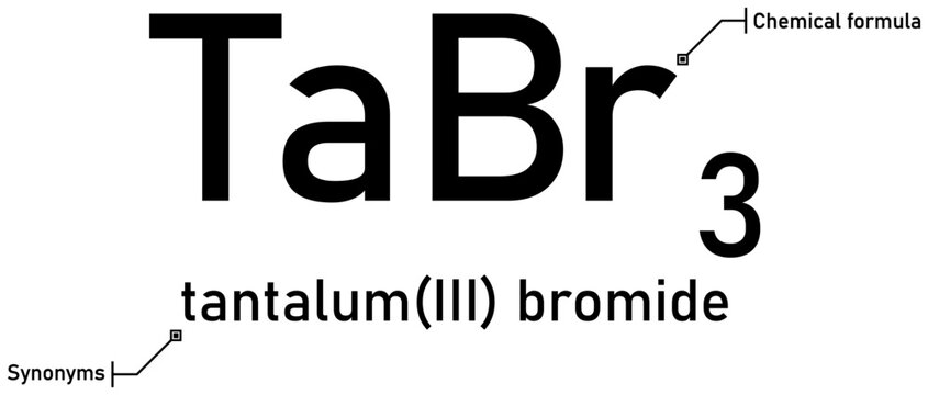 Tantalum (III) bromide chemical formula with callout titles