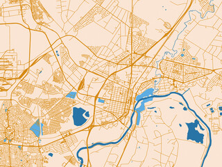 Obraz premium City layout poster — Vereeniging, South Africa – mustard-gold streets on cream