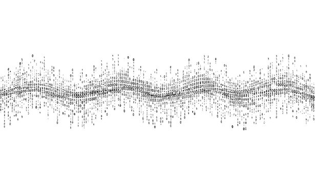 Abstract Binary Numbers Wave Vector with Halftone Gradient on White Background