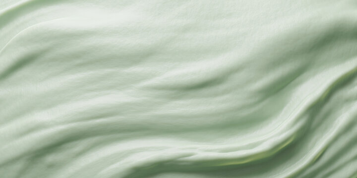 Abstract green cosmetic cream or clay mask texture wave with copy space for beauty and skincare 3D render