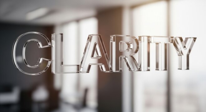 Transparent Clarity Word Signage on Glass Office Doorway.