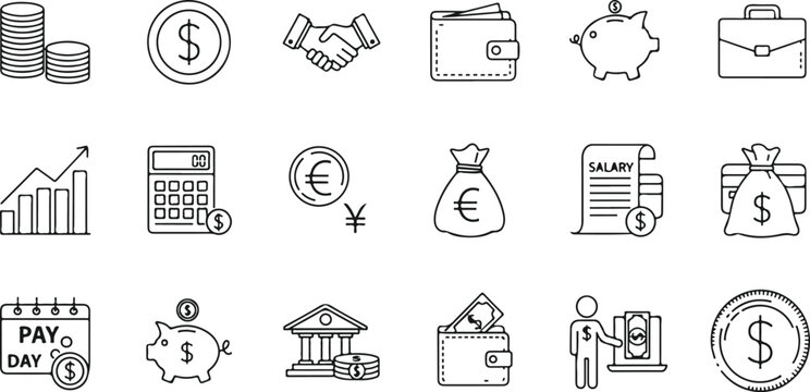 flat design payday and financial freedom concept with coins, salary, and shopping icons