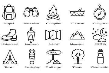 Fototapeta premium Camping and adventure icons in a single eps file