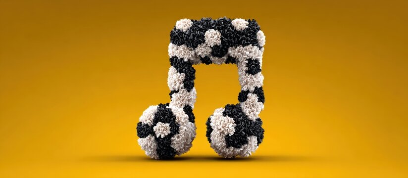 Musical Note Made of Soccer Balls.