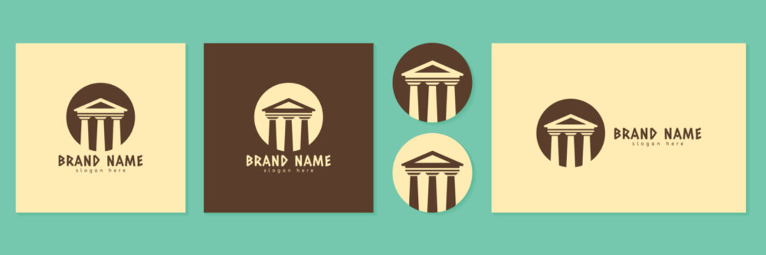 Ancient temple logo branding kit and corporate identity vector illustration.