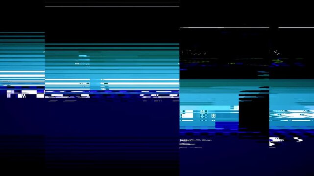 Dark blue digital data corruption glitch wipe transition effect