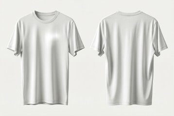 Naklejka premium White t-shirt mockup front and back view, short sleeve shirt for men and women, available in multiple colors against gray background, realistic presentation