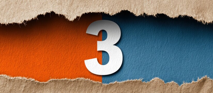 Number 3 Ripped Paper Background.