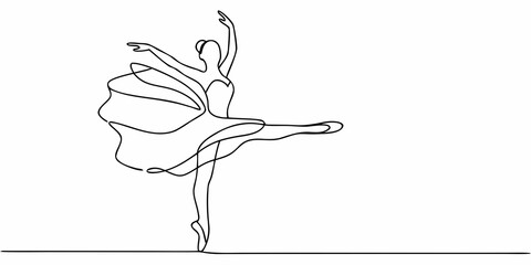 Elegant ballerina depicted in a continuous line drawing style © Rathin