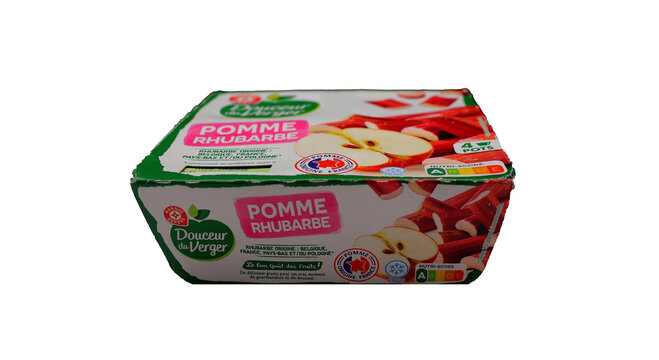 Pots de fruits rhubarbe pomme de Leclerc