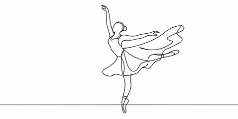 Elegant ballerina depicted in a continuous line drawing style © Rahul