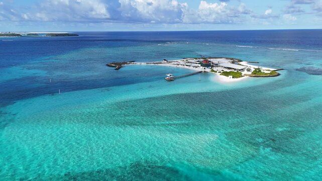 Sandbank and Shallow Lagoon Near Maafushi Island Maldives Aerial