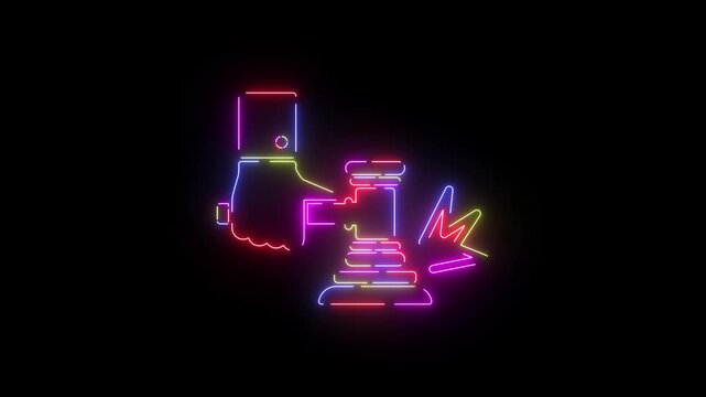 Court gavel neon line icon seamless loop