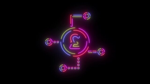Remittance Funds Exchanging neon line icon seamless loop
