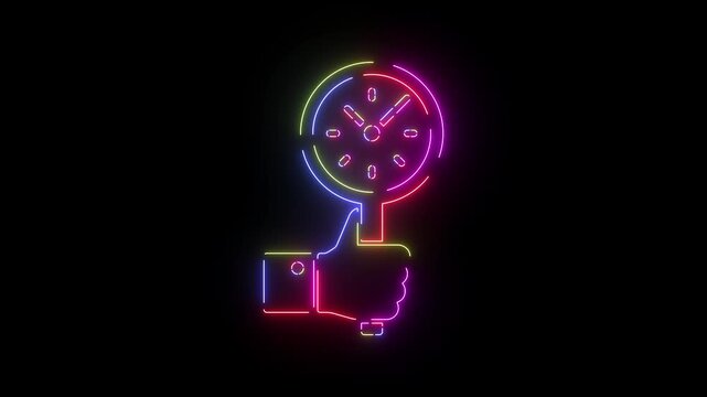 Time settings neon line icon seamless loop