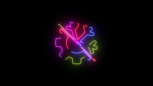 Time settings neon line icon seamless loop