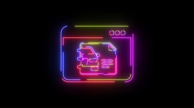 Certificate document neon line icon seamless loop