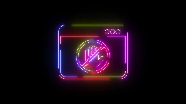 Restricted access neon line icon seamless loop