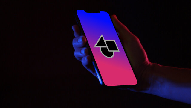 Mobile Dark Mockup 12 Dolly Color &ndash; Modern Smartphone Screen in Dark Theme, Black Device Presentation with Touch Gestures for App UI UX Showcase and Social Media Content