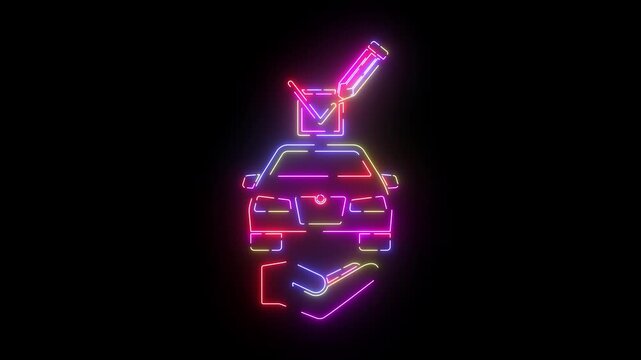 Recommended checkmark neon line icon seamless loop