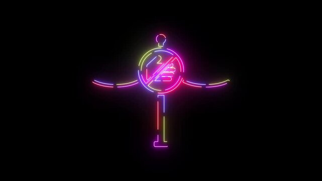 Touch restriction neon line icon seamless loop