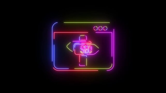 Mobile connection neon line icon seamless loop