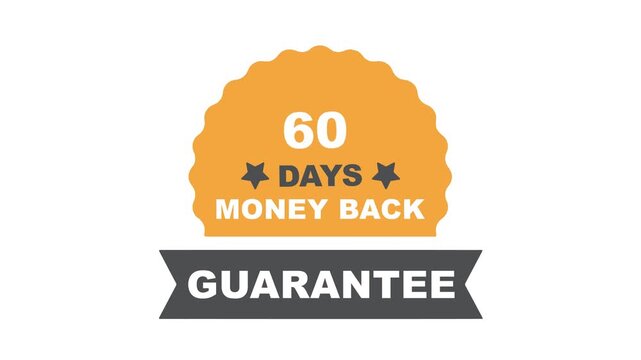 60 days money back guarantee sign, video, stamp, seal, vector, badge, sticker, label.
